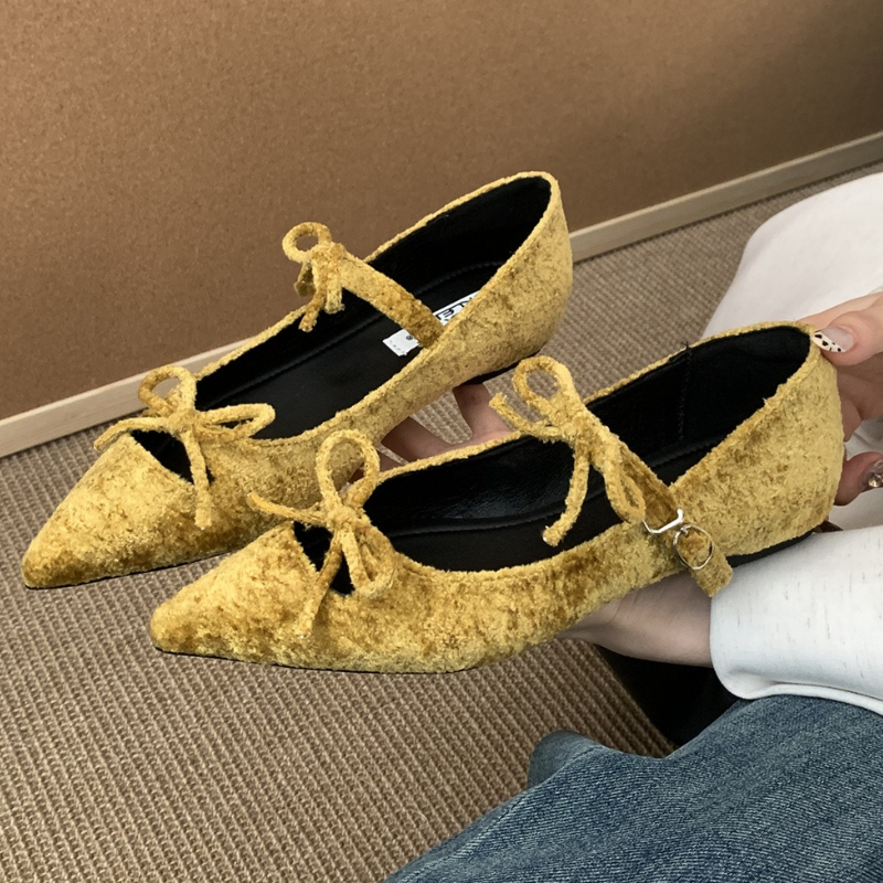 Pointed Toe Flat - Butterfly-Knot Pointed Toe Mary Jane Shoes