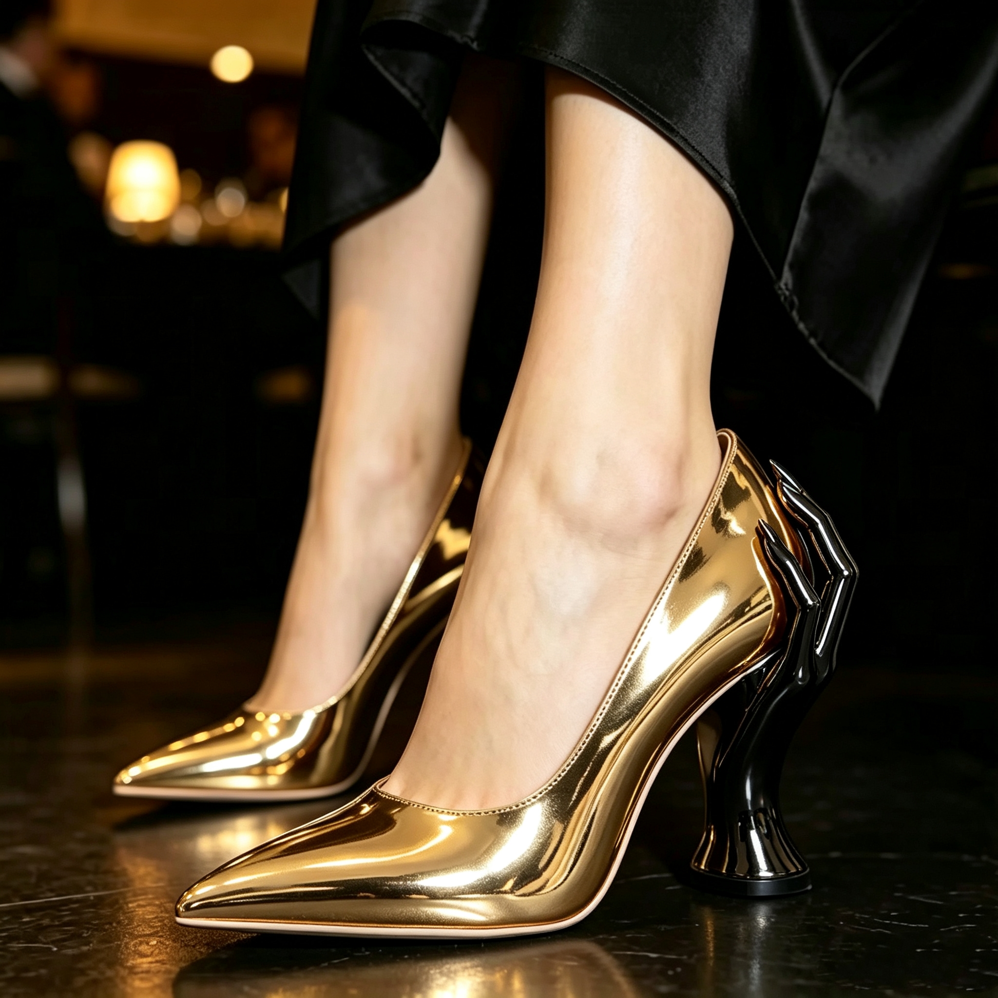 Women'S Shoes Hands Free - Black Sculpted Hand Shaped Heels Pumps