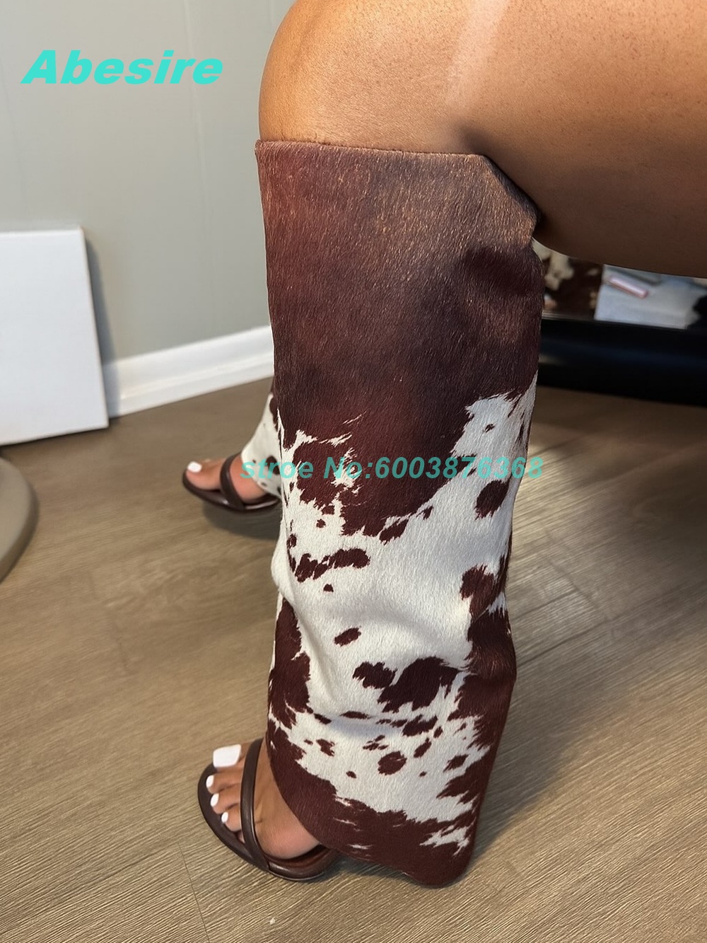 Cow Pattern Patchwork Suede Sa - Women Shoes Boots reseña y precio