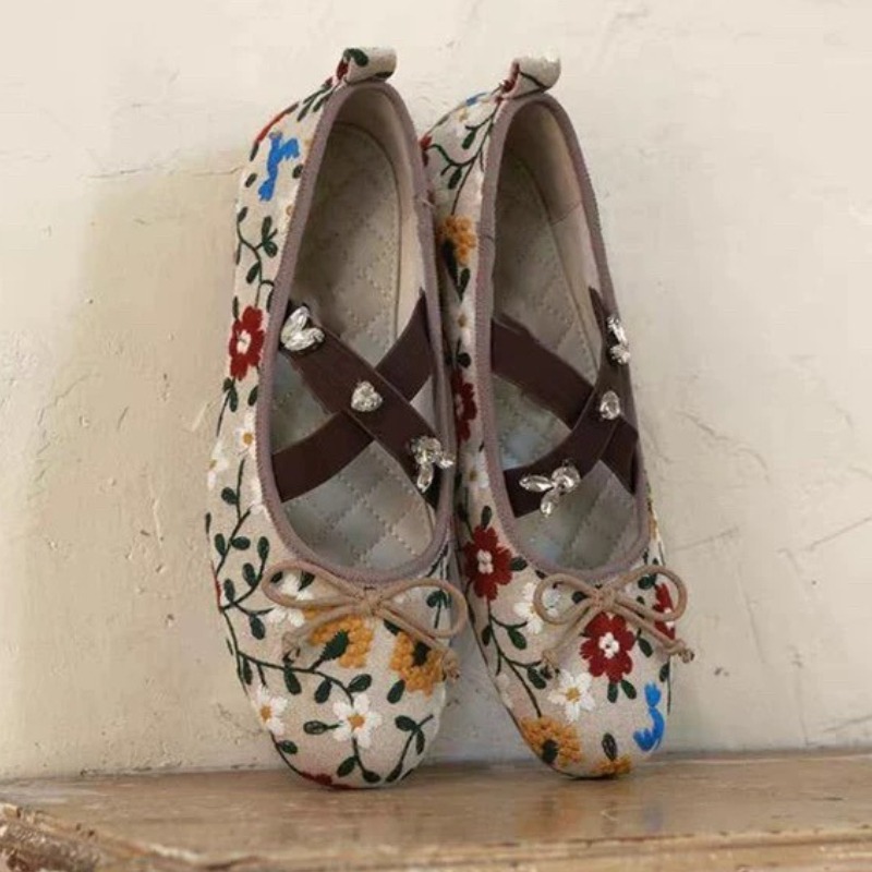 Embroidery Flower Ballet Flats - Women Shoes Brands reseña y precio