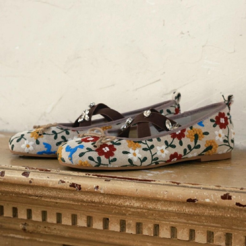 Embroidery Flower Ballet Flats - Women Shoes Brands reseña y precio