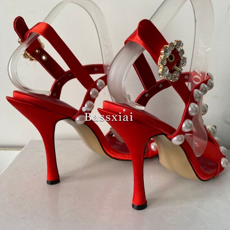 Pearl Bead Decor T-Strap Stile - Strappy Heeled Sandals reseña y precio