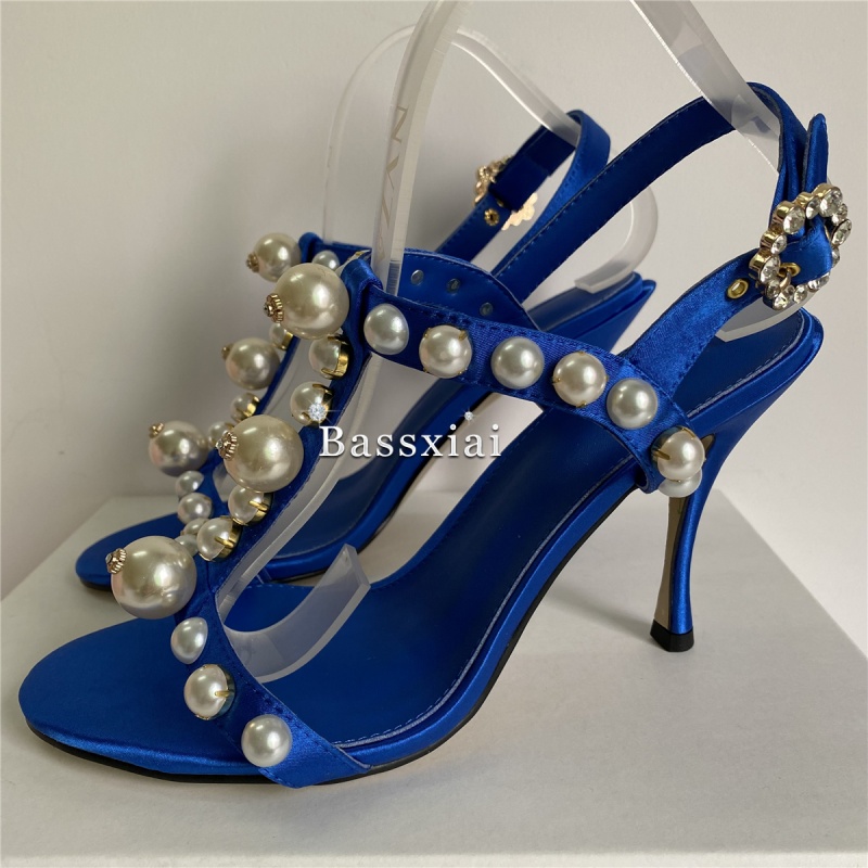 Pearl Bead Decor T-Strap Stile - Strappy Heeled Sandals reseña y precio