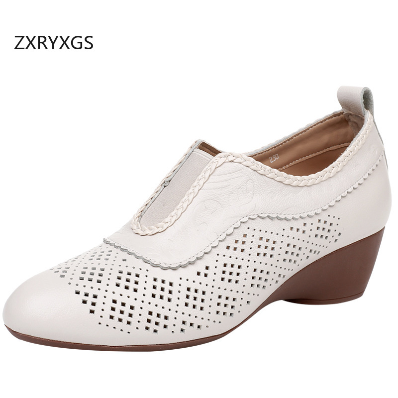 ZXRYXGS Top Layer Cowhide Holl - Women Shoes Size 4 In Cm reseña y precio