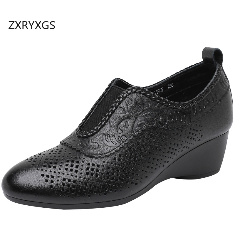 ZXRYXGS Top Layer Cowhide Holl - Women Shoes Size 4 In Cm reseña y precio