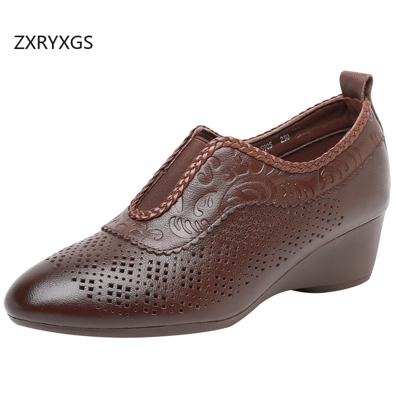 ZXRYXGS Top Layer Cowhide Holl - Women Shoes Size 4 In Cm reseña y precio