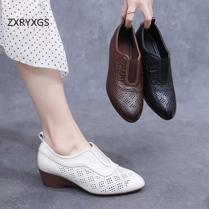 ZXRYXGS Top Layer Cowhide Holl - Women Shoes Size 4 In Cm reseña y precio