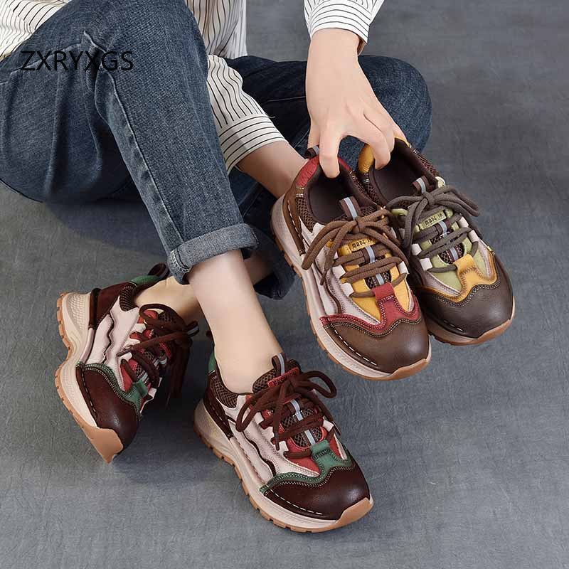 ZXRYXGS Top Cowhide Spell Colo - Women Shoes Size 4 In Cm reseña y precio