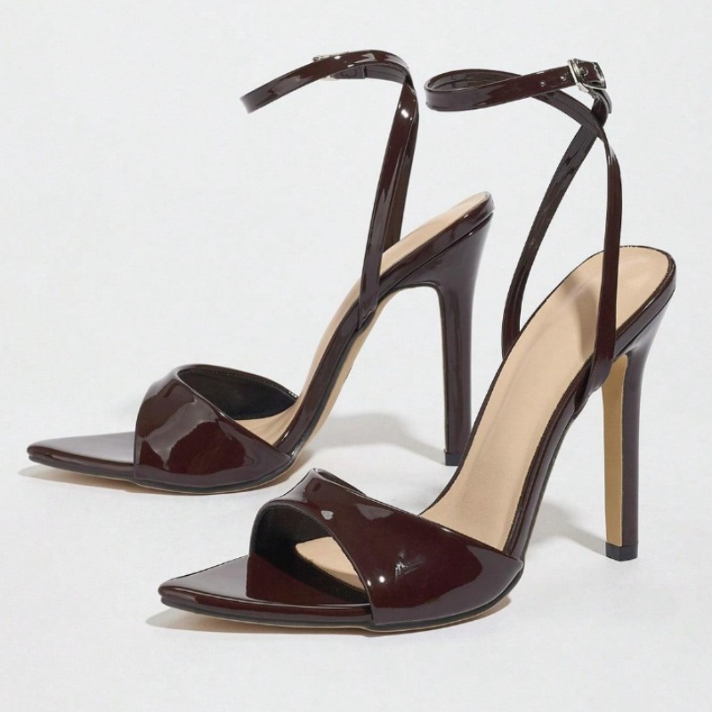 Coffee Patent Leather Heeled S - Women Shoes Brands reseña y precio