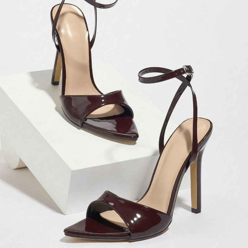 Coffee Patent Leather Heeled S - Women Shoes Brands reseña y precio