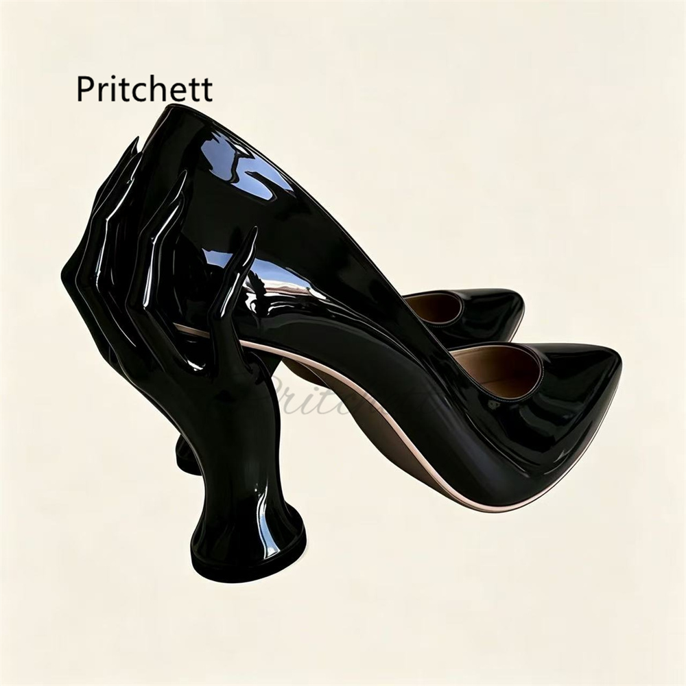 Black Sculpted Hand Shaped Hee - Women'S Shoes Hands Free reseña y precio