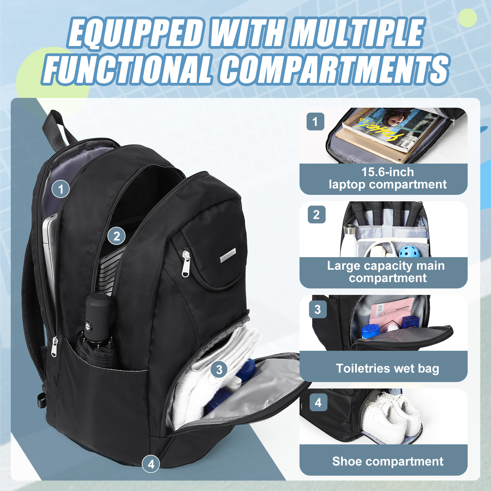 Tennis Bag Tennis Backpack 2 R - Women'S Shoes Large reseña y precio