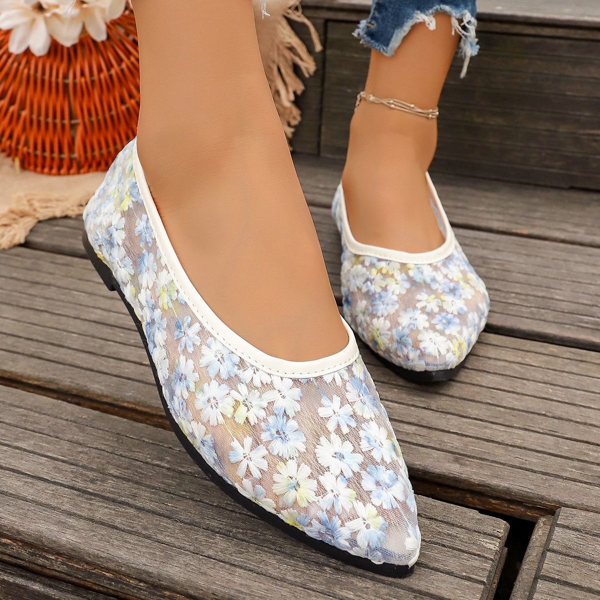 Summer Elegant Flower Low Heel - Women'S Shoes Large reseña y precio