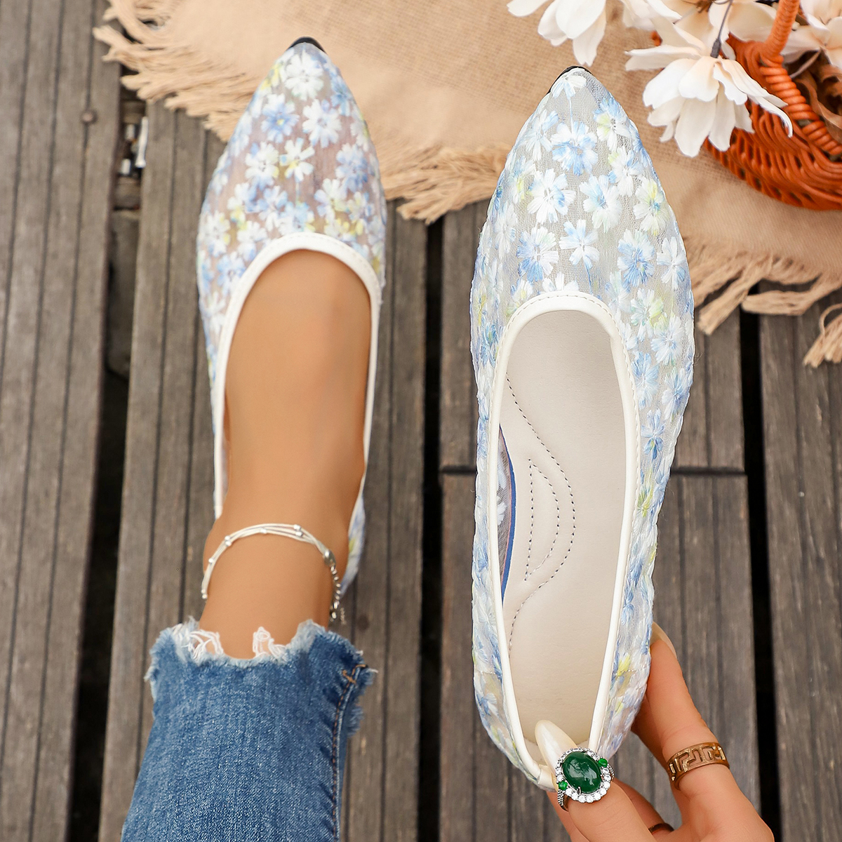 Summer Elegant Flower Low Heel - Women'S Shoes Large reseña y precio