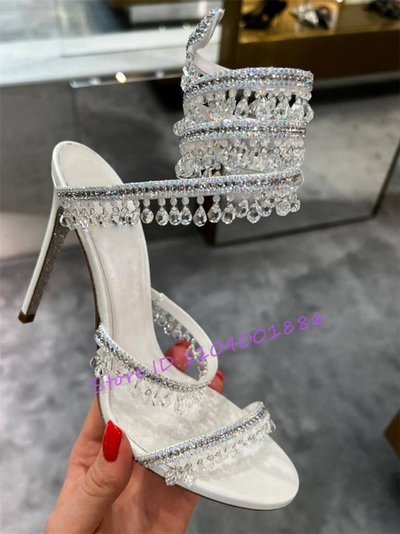 Rhinestone Snake Shape Ankle S - Strappy Heeled Sandals reseña y precio