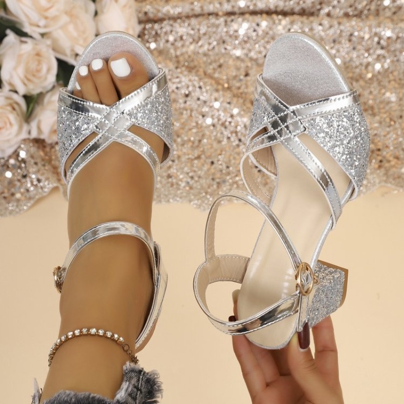 Women Block Heels Sandals Gold - Strappy Heeled Sandals reseña y precio