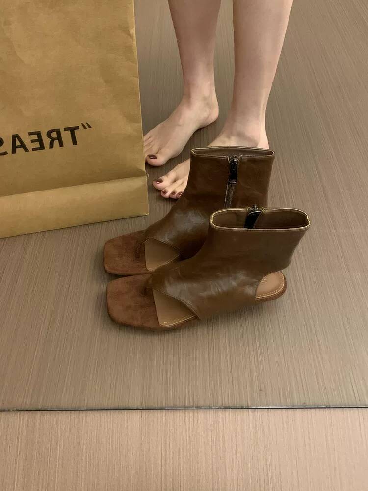 2026 French Retro Brown Short  - Women Shoes Boots reseña y precio