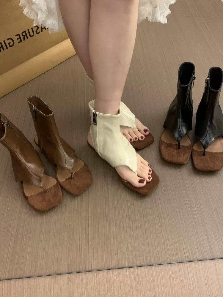 2026 French Retro Brown Short  - Women Shoes Boots reseña y precio