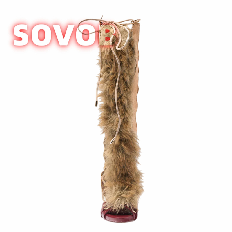 Retro Women's Faux Fur Strappy - Strappy Heeled Sandals reseña y precio