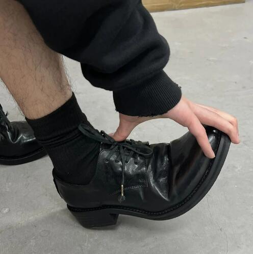 Hot Men Black Cow Real Leather - Women Shoes Size 4 In Cm reseña y precio