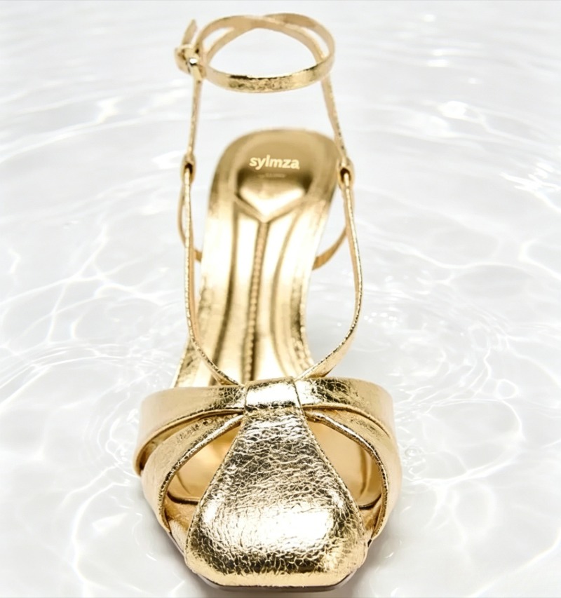 Fashion Gold Thin Heeled Sanda - Women Shoes Brands reseña y precio