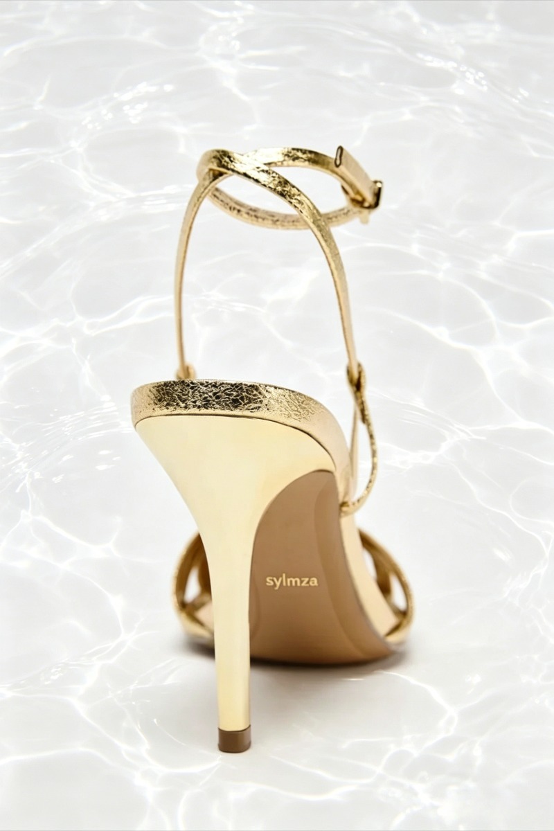 Fashion Gold Thin Heeled Sanda - Women Shoes Brands reseña y precio