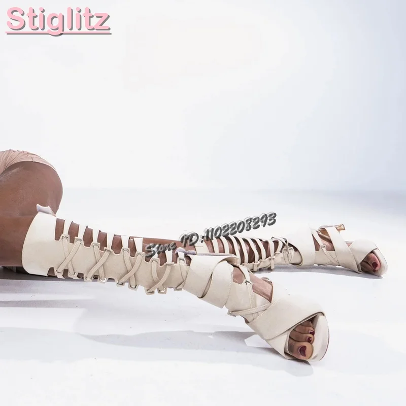 Retro Cross-tied Roman Sandals - Strappy Heeled Sandals reseña y precio