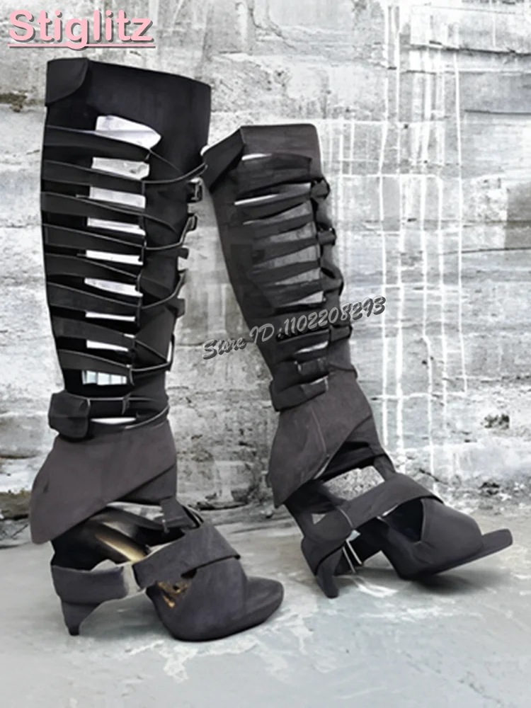 Retro Cross-tied Roman Sandals - Strappy Heeled Sandals reseña y precio