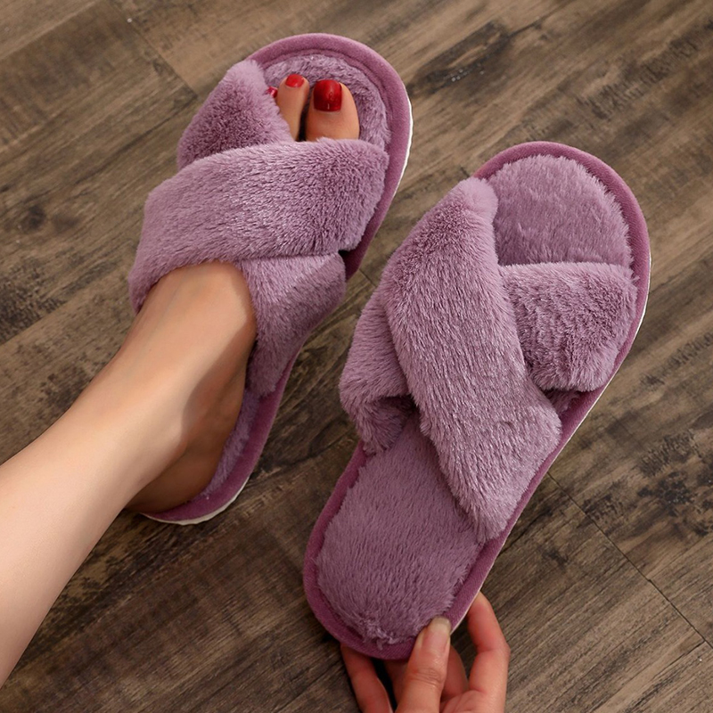 Autumn Winter Fluffy Fur Slipp - Women Shoes Winter reseña y precio