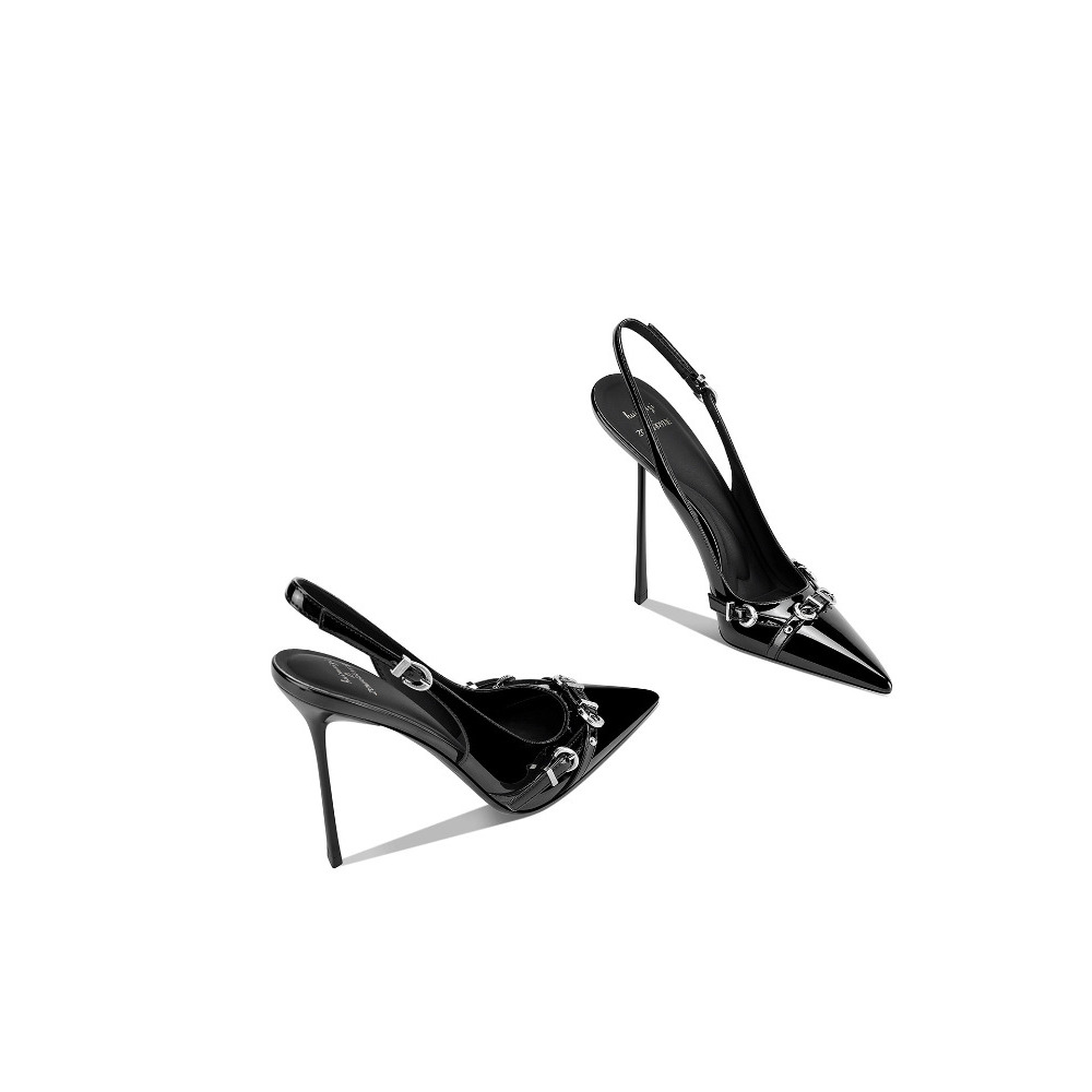 Fashionable Black Pointed Toe  - Strappy Heeled Sandals reseña y precio