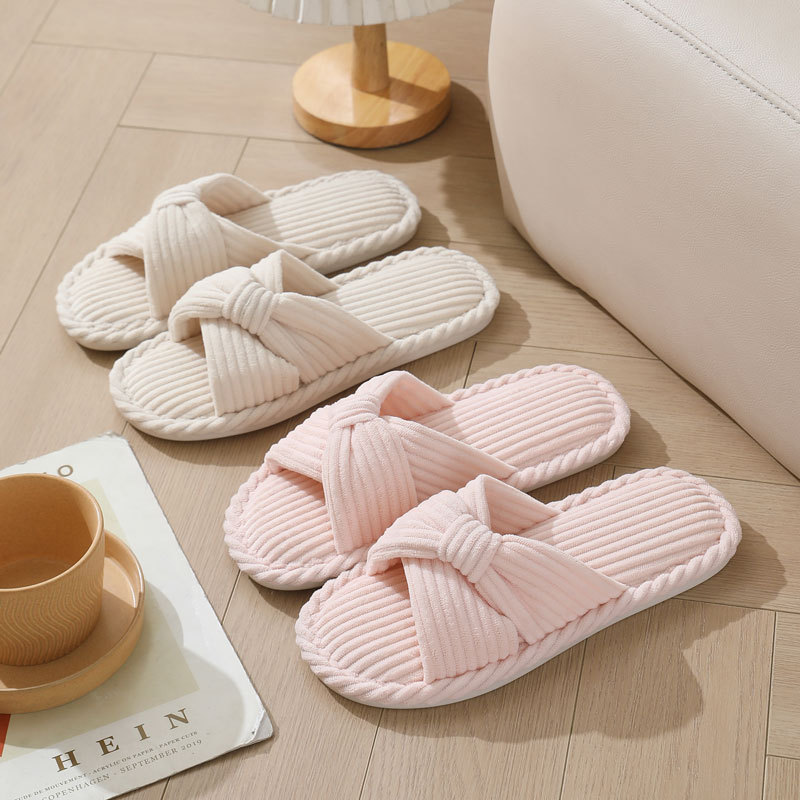 Corduroy Cross Strap Home Slip - Women Shoes Winter reseña y precio